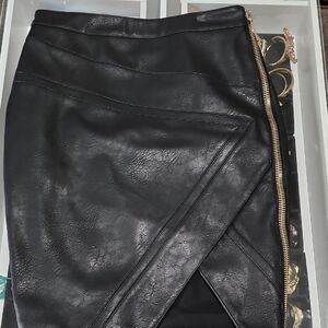 House of CB Black Asymmetrical Wrap Midi Skirt